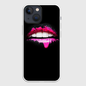 Чехол для iPhone 13 mini с принтом Губы в краске в Санкт-Петербурге,  |  | fashion | арт | гламур | губы | девушкам | дерзость | дизайн | зубы | искусство | клуб | краска | крутость | мода | пафос | тусовка