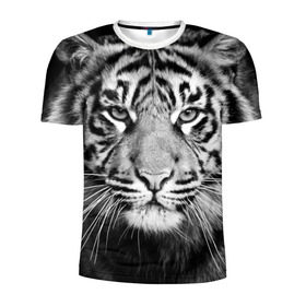 Мужская футболка 3D спортивная с принтом Красавец тигр в Санкт-Петербурге, 100% полиэстер с улучшенными характеристиками | приталенный силуэт, круглая горловина, широкие плечи, сужается к линии бедра | джунгли | дикая кошка | животные | зверь | король | кровь | мясо | опасность | охотник | тигр | хищник | царь | цирк