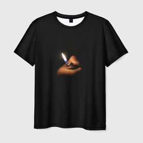 Мужская футболка 3D с принтом Огонёк в Санкт-Петербурге, 100% полиэфир | прямой крой, круглый вырез горловины, длина до линии бедер | Тематика изображения на принте: зажигалка | искра | лампочка | маяк | мгла | ночь | огонёк | огонь | свет | свеча | сумрак | туман | тьма | фонарик