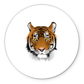 Коврик круглый с принтом Морда тигра в Санкт-Петербурге, резина и полиэстер | круглая форма, изображение наносится на всю лицевую часть | зверь | кошка | полосы | тигр | хищник