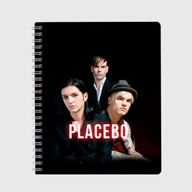 Тетрадь с принтом Placebo группа в Санкт-Петербурге, 100% бумага | 48 листов, плотность листов — 60 г/м2, плотность картонной обложки — 250 г/м2. Листы скреплены сбоку удобной пружинной спиралью. Уголки страниц и обложки скругленные. Цвет линий — светло-серый
 | placebo | брайан молко | молко | плацебо | плейсибо | плэйсибо