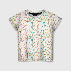 Детская футболка 3D с принтом Цветочные лианы в Санкт-Петербурге, 100% гипоаллергенный полиэфир | прямой крой, круглый вырез горловины, длина до линии бедер, чуть спущенное плечо, ткань немного тянется | весна | лианы | цвета | цветы