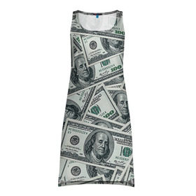 Платье-майка 3D с принтом Банкноты в Санкт-Петербурге, 100% полиэстер | полуприлегающий силуэт, широкие бретели, круглый вырез горловины, удлиненный подол сзади. | dollars | swag | бабло | банкноты | деньги | доллары | кеш | сваг | свег | свэг