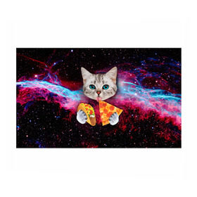 Бумага для упаковки 3D с принтом Кот с едой в Санкт-Петербурге, пластик и полированная сталь | круглая форма, металлическое крепление в виде кольца | Тематика изображения на принте: art | cat | pizza | space | еда | космос | кот | кот в космосе | кот с едой | котенок | котик | пицца
