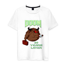 Мужская футболка хлопок с принтом Doom 20 лет спустя в Санкт-Петербурге, 100% хлопок | прямой крой, круглый вырез горловины, длина до линии бедер, слегка спущенное плечо. | 