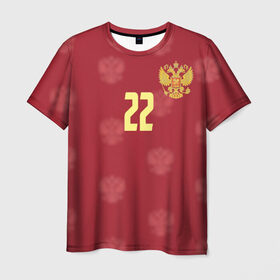 Мужская футболка 3D с принтом Артем Дзюба (сборная России) в Санкт-Петербурге, 100% полиэфир | прямой крой, круглый вырез горловины, длина до линии бедер | Тематика изображения на принте: 22 | dzyuba | зенит | россия | рф | сборная