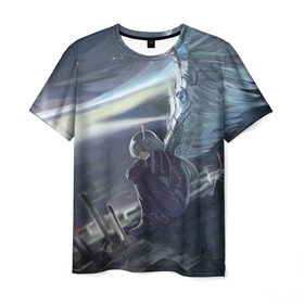 Мужская футболка 3D с принтом Wingless в Санкт-Петербурге, 100% полиэфир | прямой крой, круглый вырез горловины, длина до линии бедер | anime | girl | wings | девушка | крылья