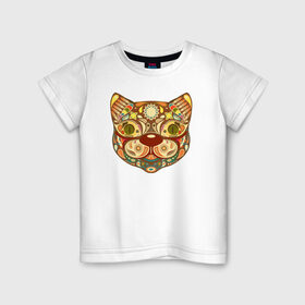 Детская футболка хлопок с принтом Кот в Санкт-Петербурге, 100% хлопок | круглый вырез горловины, полуприлегающий силуэт, длина до линии бедер | абстрактные | кот