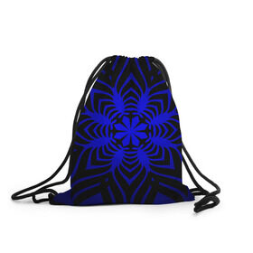 Рюкзак-мешок 3D с принтом Трайбл узор в Санкт-Петербурге, 100% полиэстер | плотность ткани — 200 г/м2, размер — 35 х 45 см; лямки — толстые шнурки, застежка на шнуровке, без карманов и подкладки | градиент | синий | цветок | черный