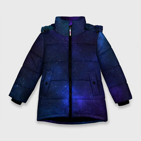 Зимняя куртка для девочек 3D с принтом Звёздное небо в Санкт-Петербурге, ткань верха — 100% полиэстер; подклад — 100% полиэстер, утеплитель — 100% полиэстер. | длина ниже бедра, удлиненная спинка, воротник стойка и отстегивающийся капюшон. Есть боковые карманы с листочкой на кнопках, утяжки по низу изделия и внутренний карман на молнии. 

Предусмотрены светоотражающий принт на спинке, радужный светоотражающий элемент на пуллере молнии и на резинке для утяжки. | вселенная | галактика | звёзды | камета | космос | метеориты | метеоры | небо | ночь | солнечная система