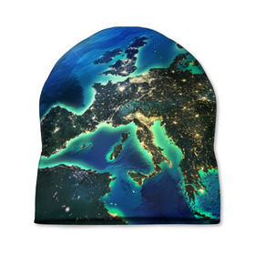 Шапка 3D с принтом Вид Земли из космоса в Санкт-Петербурге, 100% полиэстер | универсальный размер, печать по всей поверхности изделия | земля | орбита