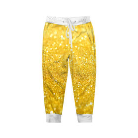 Детские брюки 3D с принтом Золото в Санкт-Петербурге, 100% полиэстер | манжеты по низу, эластичный пояс регулируется шнурком, по бокам два кармана без застежек, внутренняя часть кармана из мелкой сетки | желтый