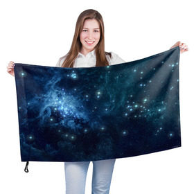 Флаг 3D с принтом Слияние галактик в Санкт-Петербурге, 100% полиэстер | плотность ткани — 95 г/м2, размер — 67 х 109 см. Принт наносится с одной стороны | вселенная | галактика | звёзды | комета | космос | метеориты | метеоры | созвездия