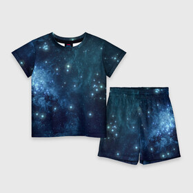 Детский костюм с шортами 3D с принтом Слияние галактик в Санкт-Петербурге,  |  | вселенная | галактика | звёзды | комета | космос | метеориты | метеоры | созвездия