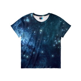 Детская футболка 3D с принтом Слияние галактик в Санкт-Петербурге, 100% гипоаллергенный полиэфир | прямой крой, круглый вырез горловины, длина до линии бедер, чуть спущенное плечо, ткань немного тянется | вселенная | галактика | звёзды | комета | космос | метеориты | метеоры | созвездия