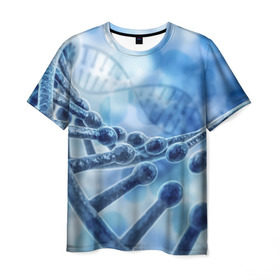 Мужская футболка 3D с принтом Молекула ДНК в Санкт-Петербурге, 100% полиэфир | прямой крой, круглый вырез горловины, длина до линии бедер | dna | биохимия | внешность | ген | генетика | днк | молекула | наследственность | спираль | способности | структура | характер | черты