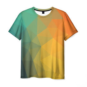 Мужская футболка 3D с принтом LowPoly Gradient в Санкт-Петербурге, 100% полиэфир | прямой крой, круглый вырез горловины, длина до линии бедер | colors | gradient | lowpoly | poly | градиент | цвета
