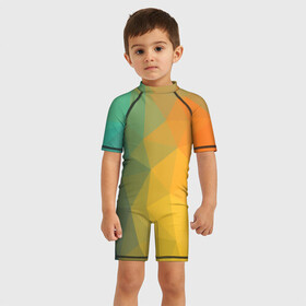 Детский купальный костюм 3D с принтом LowPoly Gradient в Санкт-Петербурге, Полиэстер 85%, Спандекс 15% | застежка на молнии на спине | colors | gradient | lowpoly | poly | градиент | цвета