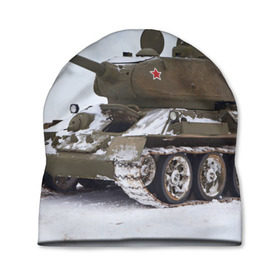 Шапка 3D с принтом Танк т34-85 в Санкт-Петербурге, 100% полиэстер | универсальный размер, печать по всей поверхности изделия | 34 85 | армия | танк