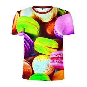 Мужская футболка 3D спортивная с принтом Макароны в Санкт-Петербурге, 100% полиэстер с улучшенными характеристиками | приталенный силуэт, круглая горловина, широкие плечи, сужается к линии бедра | макаруны | печенье | разноцветный