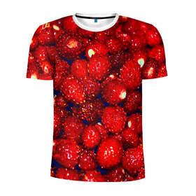 Мужская футболка 3D спортивная с принтом Земляника в Санкт-Петербурге, 100% полиэстер с улучшенными характеристиками | приталенный силуэт, круглая горловина, широкие плечи, сужается к линии бедра | земляника | клубника | красный | лето | природа | ягода