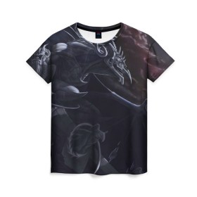 Женская футболка 3D с принтом Горгулья в Санкт-Петербурге, 100% полиэфир ( синтетическое хлопкоподобное полотно) | прямой крой, круглый вырез горловины, длина до линии бедер | горгулья | демон | дьявол | тьма | черная