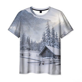Мужская футболка 3D с принтом Зима в Санкт-Петербурге, 100% полиэфир | прямой крой, круглый вырез горловины, длина до линии бедер | вьюга | горы | зима | лес | метель | мороз | пейзаж | природа | пурга | снег | снегопад | сосулька | стужа | сугроб | холод