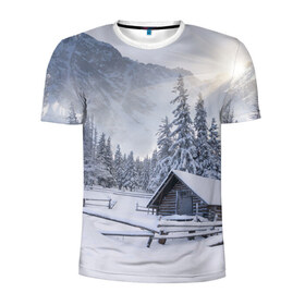 Мужская футболка 3D спортивная с принтом Зима в Санкт-Петербурге, 100% полиэстер с улучшенными характеристиками | приталенный силуэт, круглая горловина, широкие плечи, сужается к линии бедра | вьюга | горы | зима | лес | метель | мороз | пейзаж | природа | пурга | снег | снегопад | сосулька | стужа | сугроб | холод
