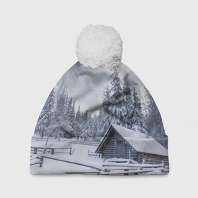 Шапка 3D c помпоном с принтом Зима в Санкт-Петербурге, 100% полиэстер | универсальный размер, печать по всей поверхности изделия | вьюга | горы | зима | лес | метель | мороз | пейзаж | природа | пурга | снег | снегопад | сосулька | стужа | сугроб | холод