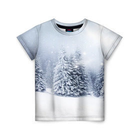Детская футболка 3D с принтом Зимняя пора в Санкт-Петербурге, 100% гипоаллергенный полиэфир | прямой крой, круглый вырез горловины, длина до линии бедер, чуть спущенное плечо, ткань немного тянется | вьюга | горы | зима | лес | метель | мороз | пейзаж | пурга | снег | снегопад | сосулька | стужа | сугроб | холод