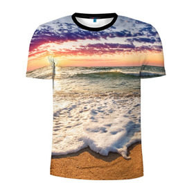 Мужская футболка 3D спортивная с принтом Красочный закат в Санкт-Петербурге, 100% полиэстер с улучшенными характеристиками | приталенный силуэт, круглая горловина, широкие плечи, сужается к линии бедра | sunrise | sunset | touchdown | волны | восход солнца | закат | красота | лето | море | небо | облака | океан | отдых | отпуск | пена | песок | прилив | природа | путешествие | рассвет | солнце | туризм