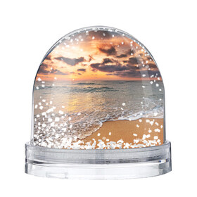 Водяной шар с принтом Огненный закат в Санкт-Петербурге, Пластик | Изображение внутри шара печатается на глянцевой фотобумаге с двух сторон | закат | море | небо | океан | рассвет