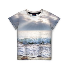 Детская футболка 3D с принтом Закат в Санкт-Петербурге, 100% гипоаллергенный полиэфир | прямой крой, круглый вырез горловины, длина до линии бедер, чуть спущенное плечо, ткань немного тянется | море | небо | океан | пейзаж | солнце