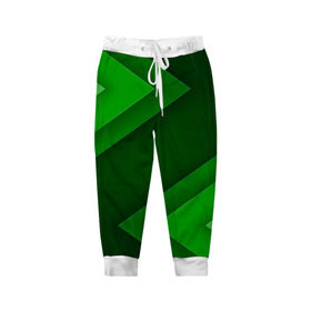 Детские брюки 3D с принтом Зелёные стрелы в Санкт-Петербурге, 100% полиэстер | манжеты по низу, эластичный пояс регулируется шнурком, по бокам два кармана без застежек, внутренняя часть кармана из мелкой сетки | геометрия | зеленый | полосы