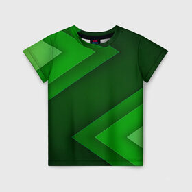 Детская футболка 3D с принтом Зелёные стрелы в Санкт-Петербурге, 100% гипоаллергенный полиэфир | прямой крой, круглый вырез горловины, длина до линии бедер, чуть спущенное плечо, ткань немного тянется | геометрия | зеленый | полосы