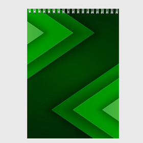 Скетчбук с принтом Зелёные стрелы в Санкт-Петербурге, 100% бумага
 | 48 листов, плотность листов — 100 г/м2, плотность картонной обложки — 250 г/м2. Листы скреплены сверху удобной пружинной спиралью | геометрия | зеленый | полосы