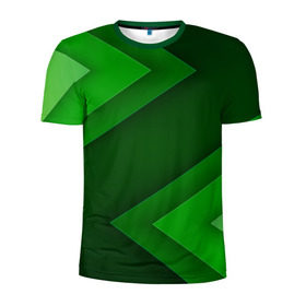 Мужская футболка 3D спортивная с принтом Зелёные стрелы в Санкт-Петербурге, 100% полиэстер с улучшенными характеристиками | приталенный силуэт, круглая горловина, широкие плечи, сужается к линии бедра | геометрия | зеленый | полосы
