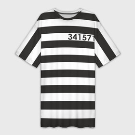 Платье-футболка 3D с принтом Заключенный в Санкт-Петербурге,  |  | заключенный | полосатый | тюремная форма | форма