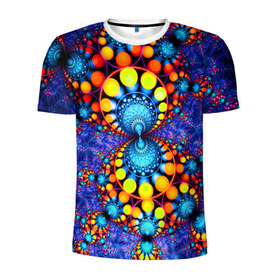 Мужская футболка 3D спортивная с принтом Узорный фон в Санкт-Петербурге, 100% полиэстер с улучшенными характеристиками | приталенный силуэт, круглая горловина, широкие плечи, сужается к линии бедра | Тематика изображения на принте: круги | разноцветный | фракталы | яркий