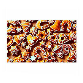 Бумага для упаковки 3D с принтом Новогоднее печенье в Санкт-Петербурге, пластик и полированная сталь | круглая форма, металлическое крепление в виде кольца | Тематика изображения на принте: оранжевый | печенье | сладости | хлебные