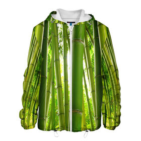 Мужская куртка 3D с принтом Бамбук в Санкт-Петербурге, ткань верха — 100% полиэстер, подклад — флис | прямой крой, подол и капюшон оформлены резинкой с фиксаторами, два кармана без застежек по бокам, один большой потайной карман на груди. Карман на груди застегивается на липучку | Тематика изображения на принте: бамбук | зеленая | растения