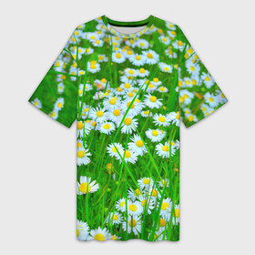 Платье-футболка 3D с принтом Ромашки в Санкт-Петербурге,  |  | поле | природа | ромашка | цветы