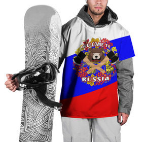 Накидка на куртку 3D с принтом Добро пожаловать в Россию в Санкт-Петербурге, 100% полиэстер |  | russia | welcome | медведь | россия | хохлома