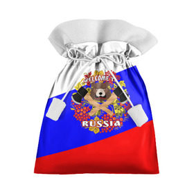 Подарочный 3D мешок с принтом Добро пожаловать в Россию в Санкт-Петербурге, 100% полиэстер | Размер: 29*39 см | Тематика изображения на принте: russia | welcome | медведь | россия | хохлома