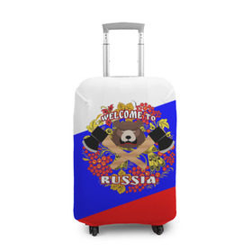 Чехол для чемодана 3D с принтом Добро пожаловать в Россию в Санкт-Петербурге, 86% полиэфир, 14% спандекс | двустороннее нанесение принта, прорези для ручек и колес | russia | welcome | медведь | россия | хохлома