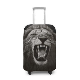 Чехол для чемодана 3D с принтом Разъярённый лев в Санкт-Петербурге, 86% полиэфир, 14% спандекс | двустороннее нанесение принта, прорези для ручек и колес | власть | дикая кошка | животное | король джунглей | лев | львица | мощь | мудрость | охотник | сила | хитрость | хищник | царь зверей