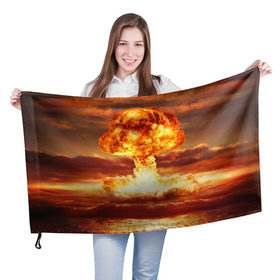 Флаг 3D с принтом Атомный взрыв в Санкт-Петербурге, 100% полиэстер | плотность ткани — 95 г/м2, размер — 67 х 109 см. Принт наносится с одной стороны | агрессия | атомный взрыв | водородная бомба | вспышка | гриб | огонь | пламя | ударная волна | уничтожение | урон | ядерный удар