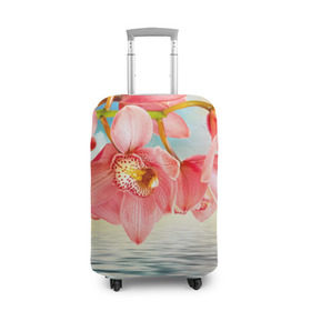 Чехол для чемодана 3D с принтом Цветы над водой в Санкт-Петербурге, 86% полиэфир, 14% спандекс | двустороннее нанесение принта, прорези для ручек и колес | букет | вода | душистый аромат | озеро | приятный запах | пруд | растение | цветок | цветы