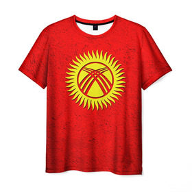 Мужская футболка 3D с принтом Киргизия в Санкт-Петербурге, 100% полиэфир | прямой крой, круглый вырез горловины, длина до линии бедер | киргиз | киргизия | киргизский | кыргызстан | национальный | нация | флаг | флаги