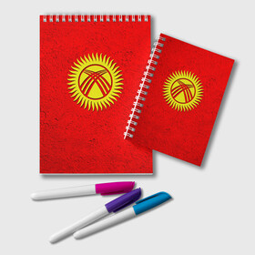 Блокнот с принтом Киргизия в Санкт-Петербурге, 100% бумага | 48 листов, плотность листов — 60 г/м2, плотность картонной обложки — 250 г/м2. Листы скреплены удобной пружинной спиралью. Цвет линий — светло-серый
 | Тематика изображения на принте: киргиз | киргизия | киргизский | кыргызстан | национальный | нация | флаг | флаги